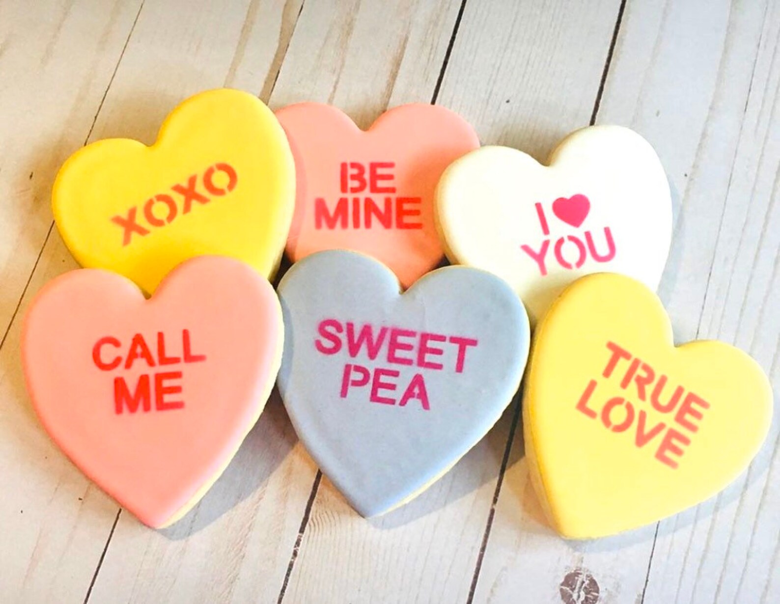 Conversation Hearts Cookie Stencil Set Valentines Day Candy Etsy