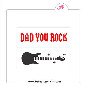 Dad You Rock Stack Sticks Cookie Stencil, Rock n Roll Stencil, Father&#39;s Day Stencil, Guitar Cookie Stencil