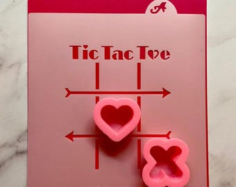 Valentines Tic Tac Toe Cookie Decorating Set: Heart and X Cutters