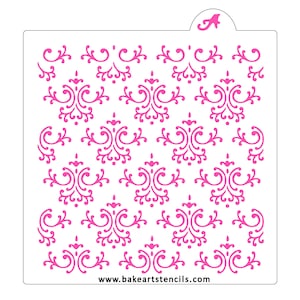 Lacey Damask Cookie Stencil: Wedding Cake Decor