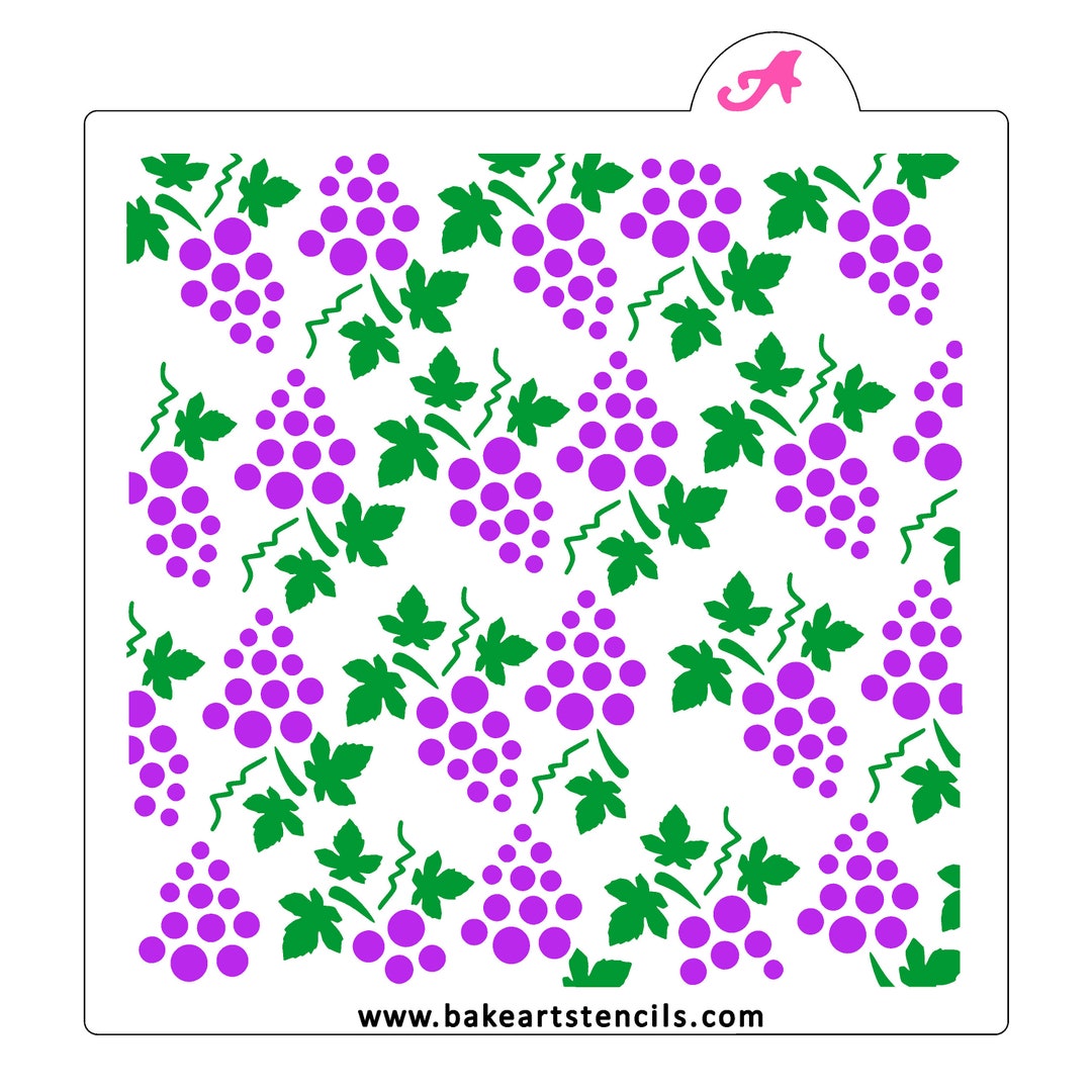 Grape Vines Pattern Cookie Stencil, Wine Cookie Stencil, Grape Leaves ...