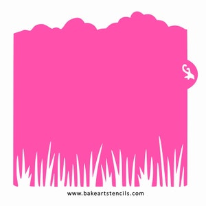 Long Grass and Clouds Cookie Stencil Edger: Spring Cookie Decor