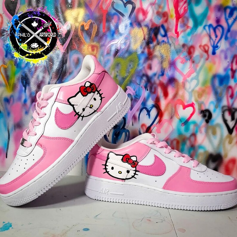 Hello Kitty Air Force 1 Custom Sneakers Athletic Shoes Man Etsy
