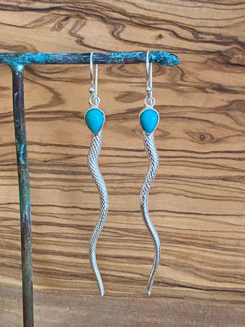 Arizona Turquoise Sterling Snake Earrings Snake Turquoise Earrings