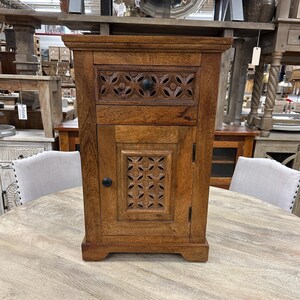 Mango Wood Nightstand/Side Table Door & Drawer
