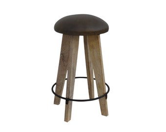Counter Wooden & Leather Stool