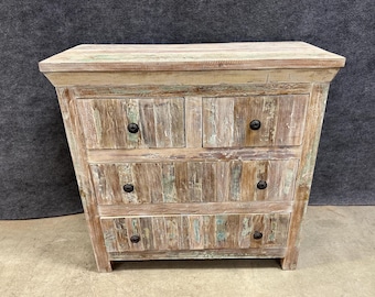 SOLID WOOD Reclaimed Teak 36 in. Long 4-Drawers Bedroom Dresser, Cabinet, Chest of Drawers - Made in India