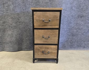 Solid Mango Dresser with Black Metal Frame.