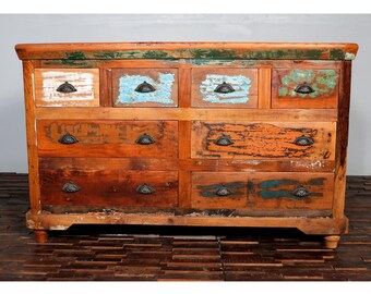 SOLID Reclaimed WOOD 57" Long 4-Drawers Bedroom Dresser Cabinet,  Chest of Drawers, Sideboard -Made in India