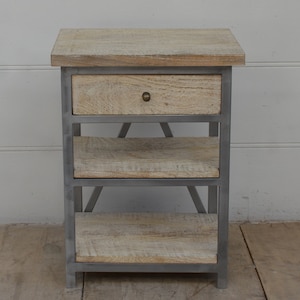 Mango Wood and Metal Nightstand