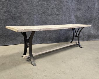 Solid Reclaimed Wood Bench with Sturdy Metal Legs.