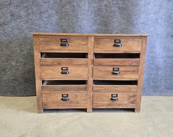 SOLID Mango Wood. 6-Drawers Bedroom Dresser, Cabinet, Chest of Drawers - Made in India
