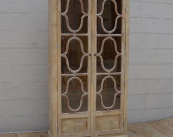 Mango Wood Glass Door Dining Room Hutch.