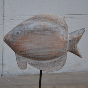 Hand Carved Wood Fish on Stand - Etsy