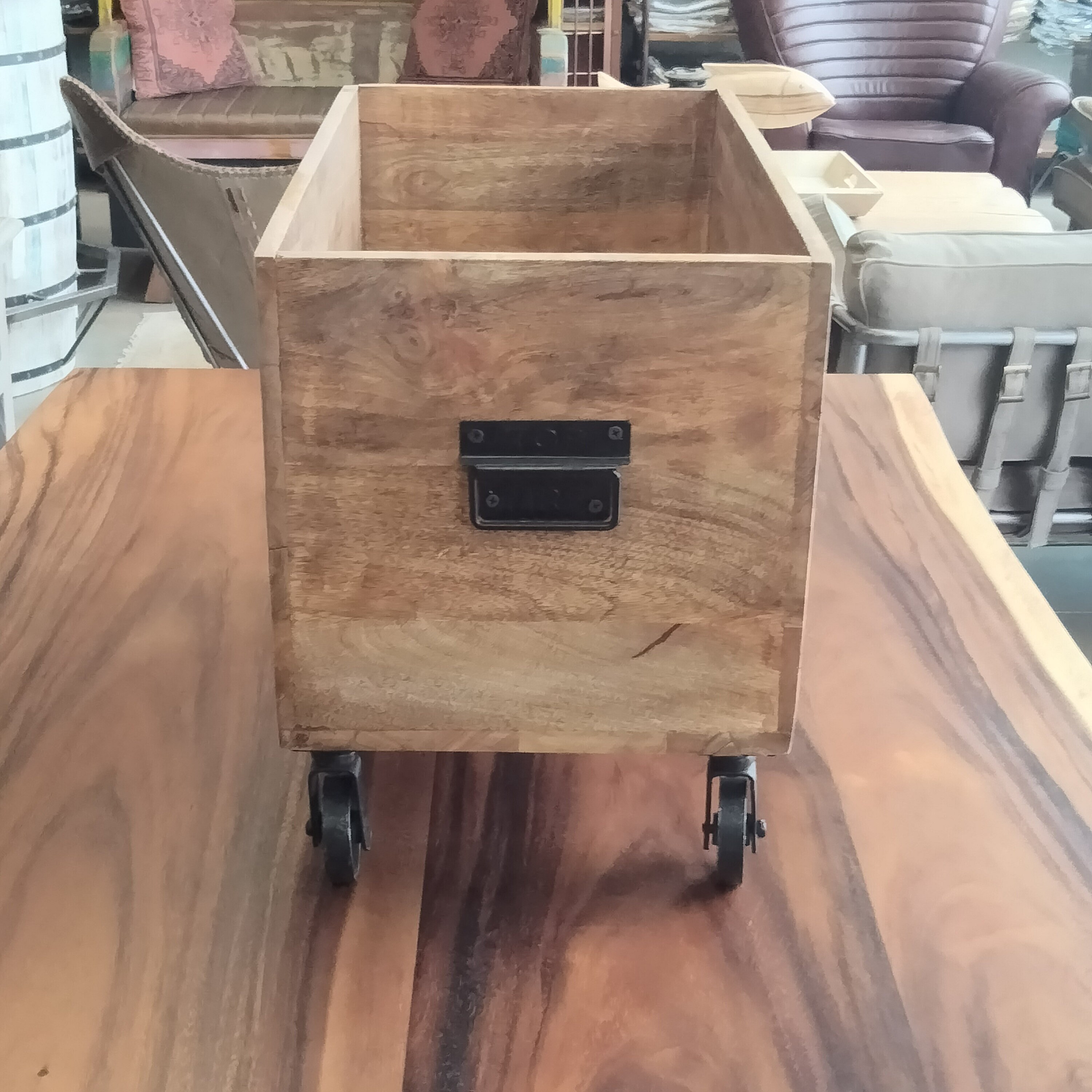 Solid Wood Crate on Wheels - Etsy - Wooden Crate With Removable Top And Wheels