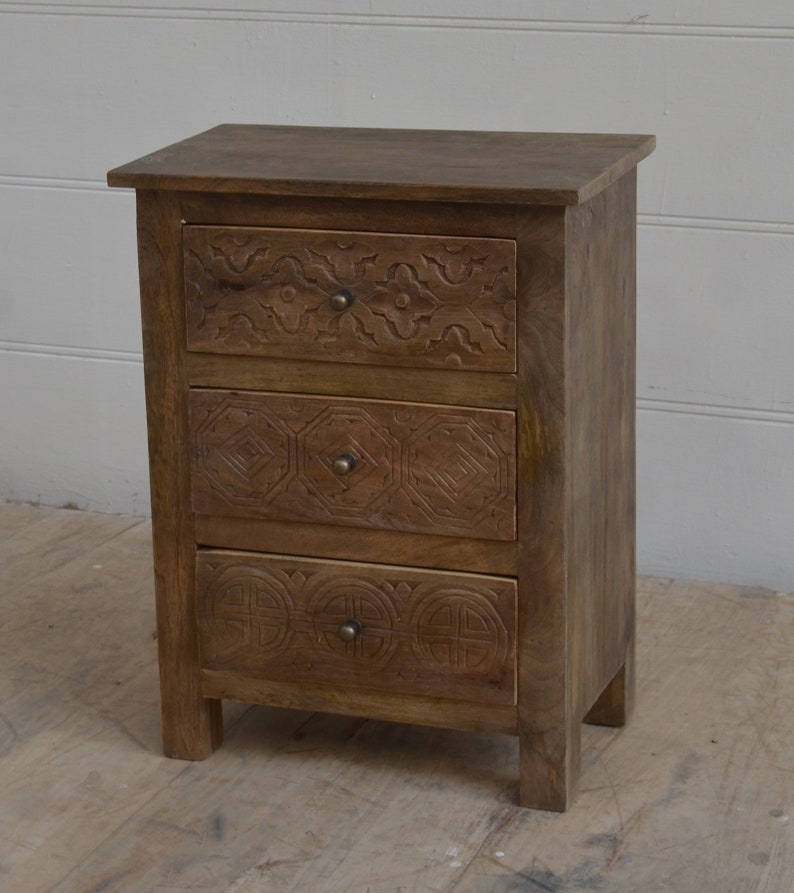 Mango Wood Nightstand/side Table Door & Drawer Etsy