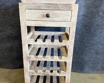 Solid Wood Wine Rack & Serving Cart w/ Tray and Drawer