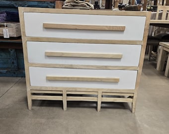 SOLID Mango Wood. 3-Drawers Bedroom Dresser, Cabinet, Chest of Drawers.