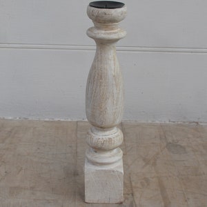Turned Solid Wood Candle Holder - Painted Finish