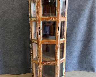 Rustic Reclaimed Wood Corner Display Cabinet- Handcrafted