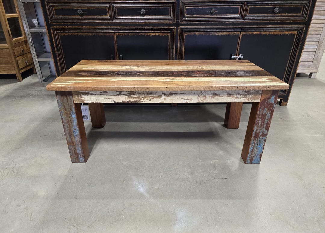 Reclaimed Solid Teak Wood Coffee Table 48” W X 24” D - Handcrafted ...