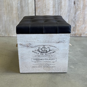 Cube Ottoman Pouffe Storage Wood Box Lounge Seat Footstools