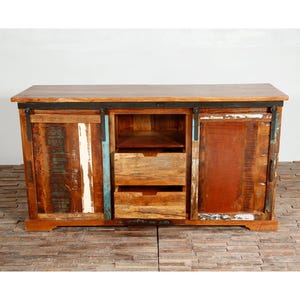 SOLID WOOD Reclaimed Teak TV Stand Entertainment Center Cabinet, Console - Handcrafted in India