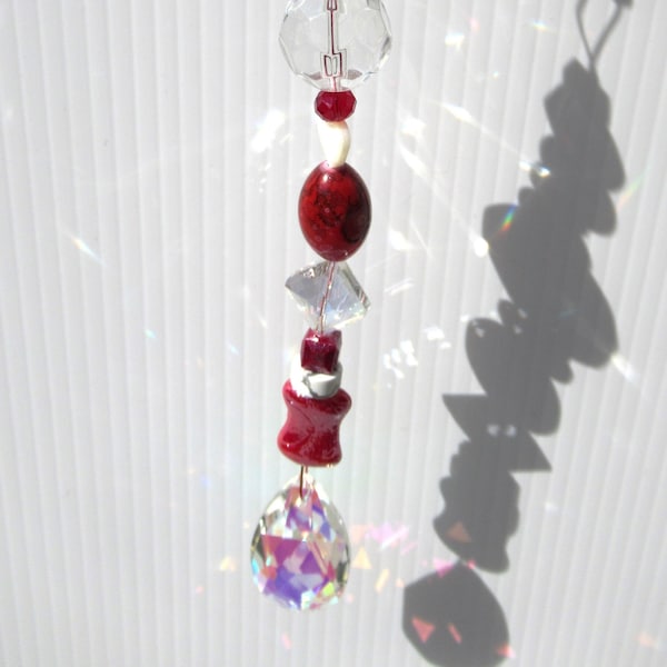 This Intense Crystal and Red Bead Suncatcher Will Catch Your Eye in Any Light