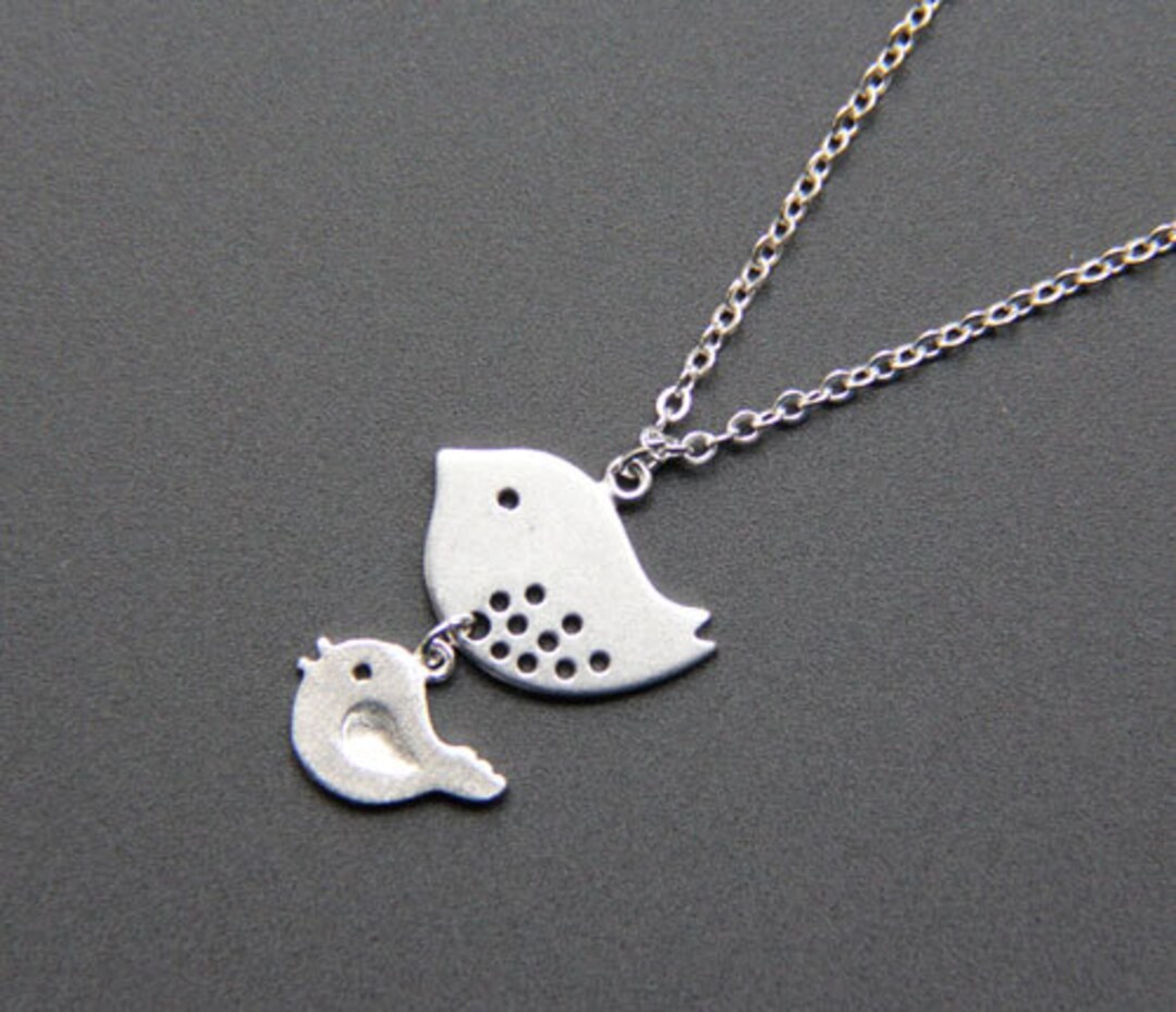 Mama Bird and Baby Bird Necklace Tiny Birds Chain Minimalist - Etsy