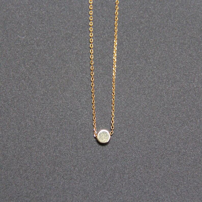Minimalist Style Necklace, Small Gold Button Bead Pendant Necklace