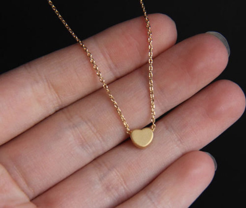 Small Gold Heart Pendant Necklace Gold Heart Necklace Etsy