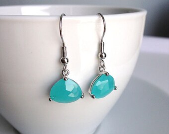 Aquamarine Glass Earrings , Blue Glass Earrings, Drop, Dangle, Glass Earrings, Bridesmaid Gifts,Wedding Jewelry, JEW000181