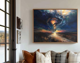 Poster con stampa di tornado nel deserto, dipinto moderno con paesaggio, natura, calma e relax, stampa murale Airbnb, arte, decorazione murale