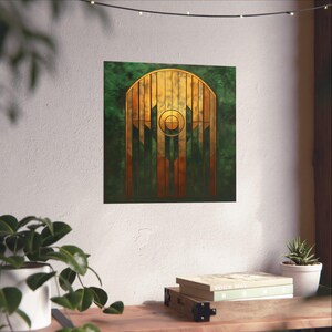 1920s Green and Gold Art Deco sleek Poster Print | Bold statement vibrant metallic look Geometric Colorful Shapes zig zags Rustic Art
