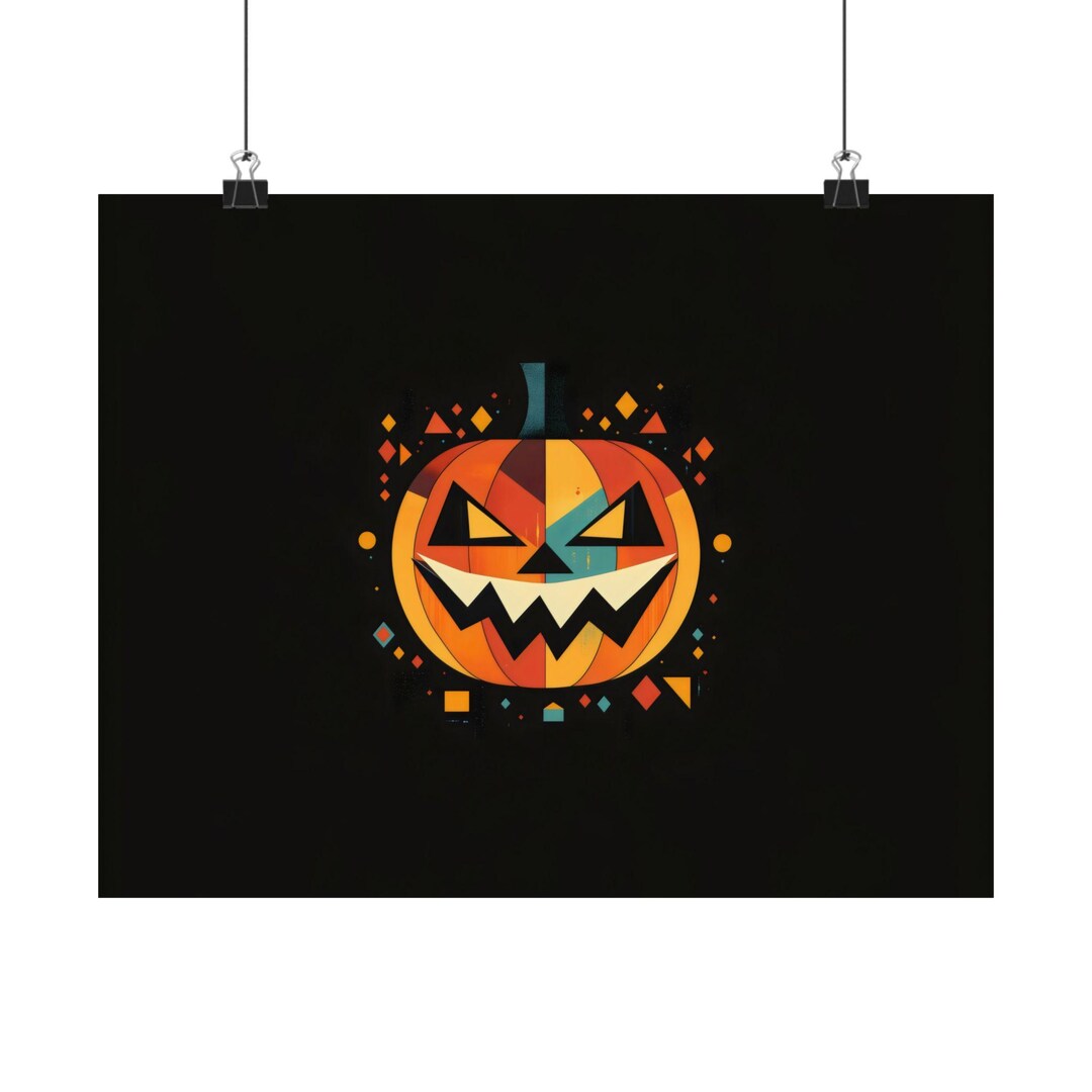Geometric Pumpkin Poster Print Gothic Modern Painting, Halloween