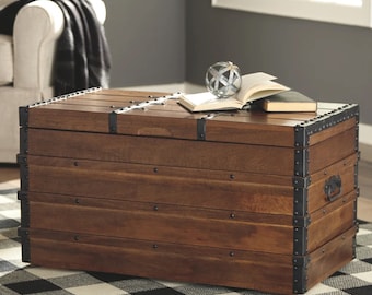 33'' W Wooden Blanket Chest | Solid Wood Chest | Vintage Trunk | Living Room Furniture | Bedroom Furniture