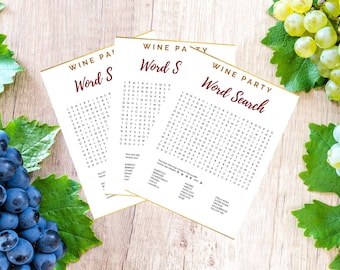 Wine Party Word Search Wine Edition Print at Home - INSTANT DOWNLOAD - Girls Night, bachelorette, date night, wine tasting party