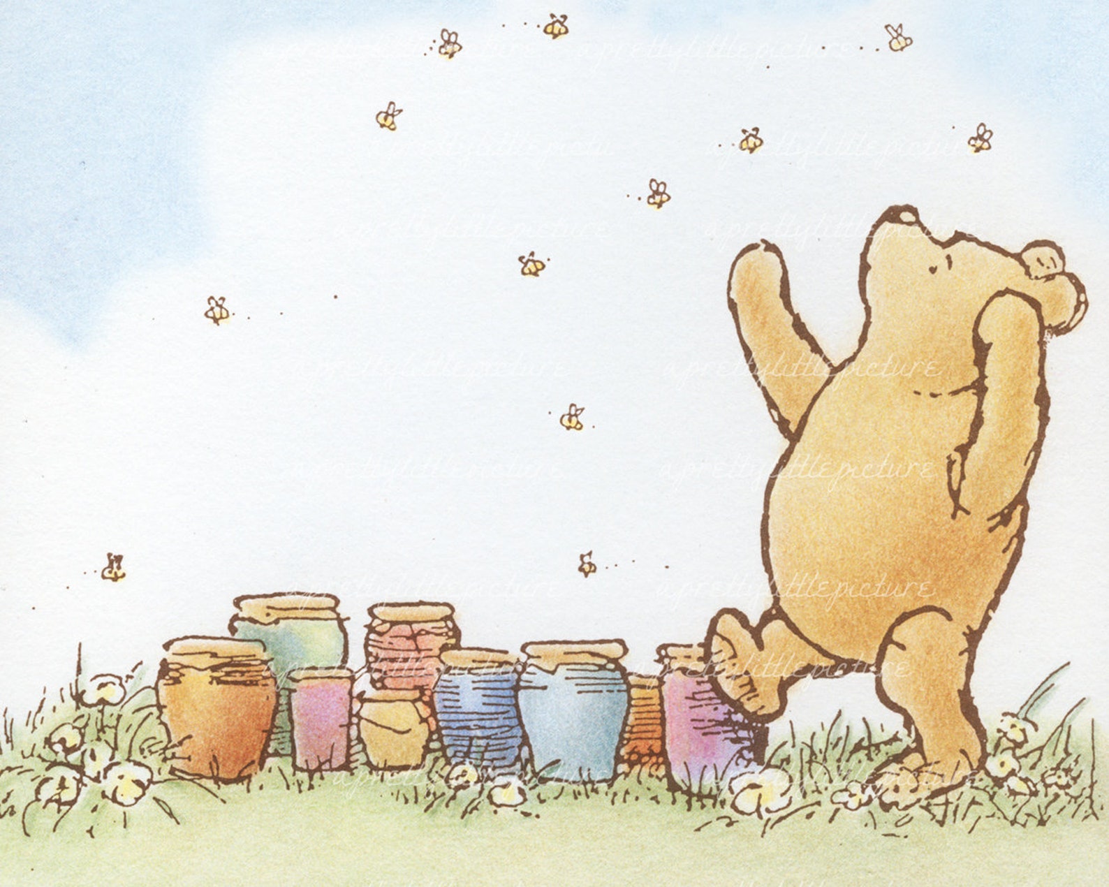 Classic Winnie the Pooh Print Fine Art Print Featuring Pooh Etsy