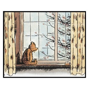 Classic Pooh Art Prints. Classic Pooh Nursery Art. Classic Winnie the Pooh and a Window. Pooh Decor. Pooh Illustration. Winnie the Pooh Art.
