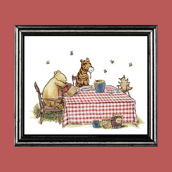 Classic Winnie The Pooh Print Featuring Pooh And Tigger Having Etsy