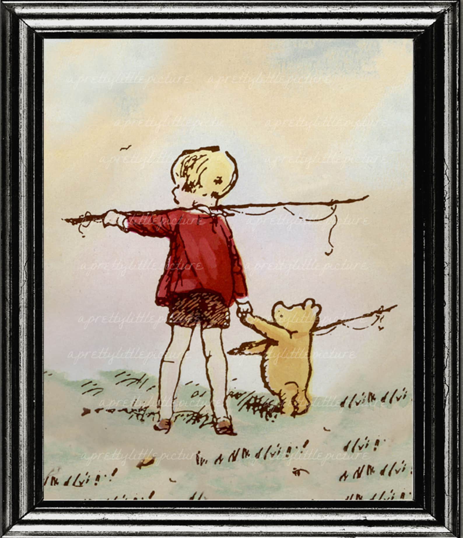 Classic Winnie the Pooh Print Fine Art Print Christopher Robin Etsy
