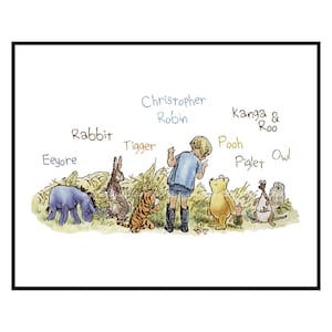 Classic Pooh Nursery Art Print, Christopher Robin & Friends