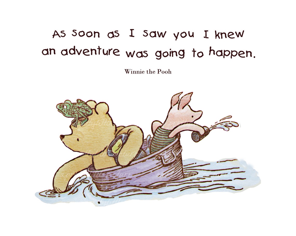 Classic Winnie the Pooh Print Featuring Pooh and Piglet White | Etsy