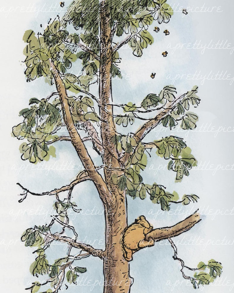 Classic Winnie the Pooh Print Featuring Pooh Climbing a Tree Etsy