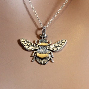 Sterling Silver Mixed Metal Bumble Bee Pendant Necklace