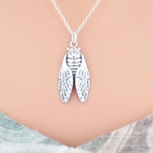 Sterling Silver Cicada Charm Necklace, Silver Cicada Charm Necklace, Cicada Pendant Necklace, Cicada Charm Necklace, Cicada Necklace