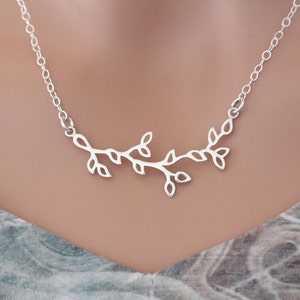 Sterling Silver Branch with Leaves Pendant Necklace, Large Branch Connector Necklace, Large Branch Necklace, Branch Necklace