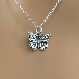 Sterling Silver Monarch Butterfly Necklace, Silver Monarch Butterfly Charm Necklace, Silver Monarch Butterfly Necklace, Butterfly Necklace