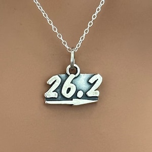 Sterling Silver Oxidized Marathon Runner Necklace, Sterling Silver 26.2 Marathon Runner Necklace, 26.2 Marathon Necklace, Marathon Necklace