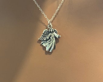 Sterling Silver Angel Necklace: Open Arms Charm